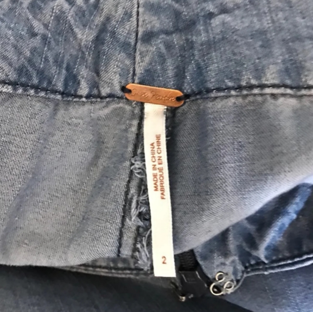 Free People Wide Leg Denim Pants - Picture 3 of 4
